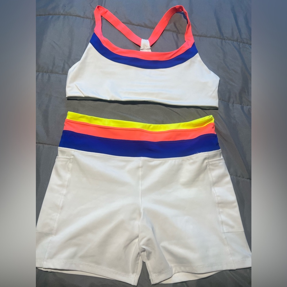 Two piece work out set 12-24 large multi color two piece neon